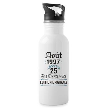 25 ans anniversaire aout 1997 - Gourde avec paille intégrée - blanc - Droite