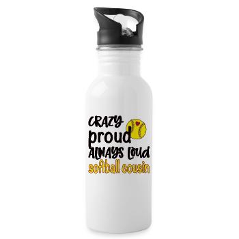 Stolzer Softball-Cousin Softballspieler-Cousin - Trinkflasche mit integriertem Trinkhalm - Weiß - Rechts