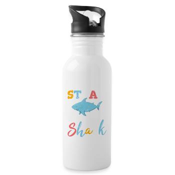 Skip A Straw Save A Shark Ocean Wildlife Funny Sha - Water bottle with straw - white - Right