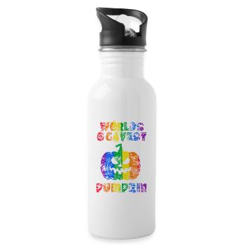 Der schwulste Kürbis Halloween Pride der Welt - Trinkflasche mit integriertem Trinkhalm - Weiß - Rechts
