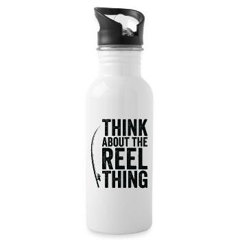 Think About the Reel Thing Fishing Hobby - Water bottle with straw - white - Right