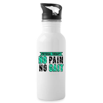 Physical Therapy No Pain No Gait Physics PT - Trinkflasche mit integriertem Trinkhalm - Weiß - Rechts