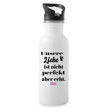 Unsere Liebe - Trinkflasche mit integriertem Trinkhalm - Weiß - Rechts