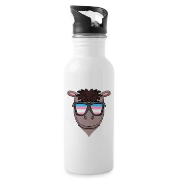 Transgender Transsexuell Pferd Geschenk - Trinkflasche mit integriertem Trinkhalm - Weiß - Rechts