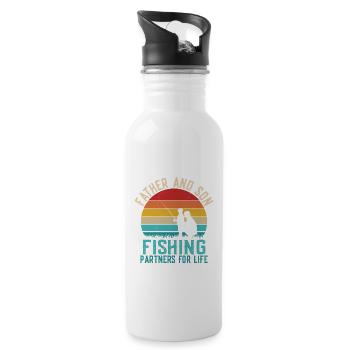 Father And Son Fishing Partners For Life Angler - Water bottle with straw - white - Right