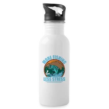 More Fishing Less Stress Angler Fisherman - Trinkflasche mit integriertem Trinkhalm - Weiß - Rechts