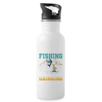 Weekend Forecast Fishing With A Chance Of Drinking - Water bottle with straw - white - Right