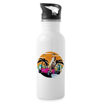 Amerikanischer Staffordshire Terrier - Trinkflasche mit integriertem Trinkhalm - Weiß - Rechts