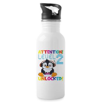 Attention Level 2 Unlocked Birthday - Water bottle with straw - white - Right