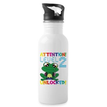 Attention Niveau 2 Anniversaire débloqué - Gourde avec paille intégrée - blanc - Droite