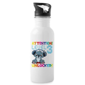 Level 3 Unlocked Gaming Geburtstag - Trinkflasche mit integriertem Trinkhalm - Weiß - Rechts