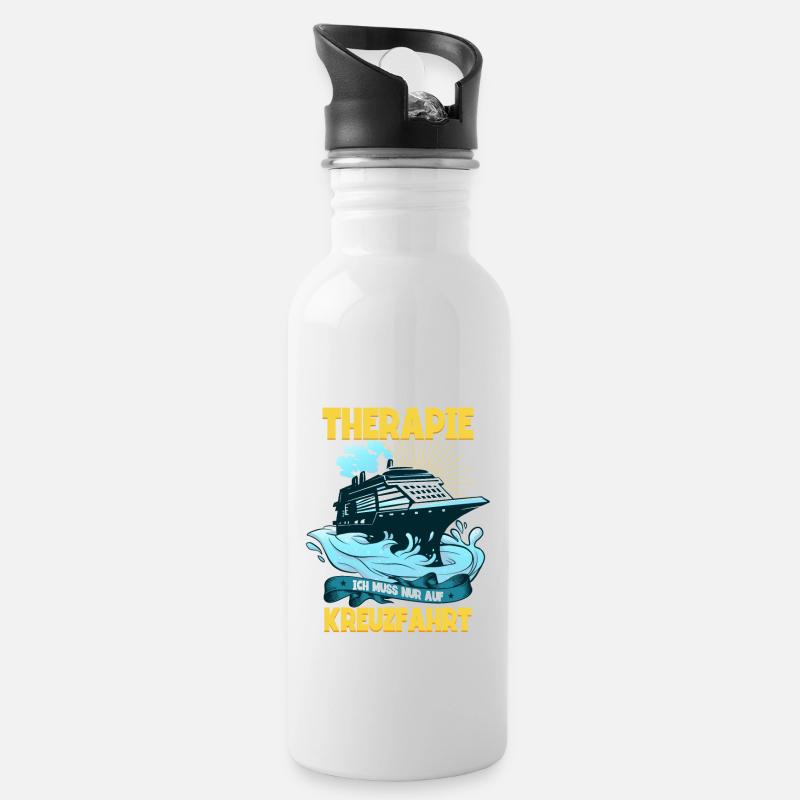 Kreuzfahrt - Trinkflasche mit integriertem Trinkhalm - Weiß