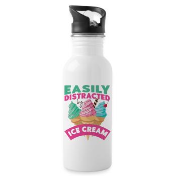 Ice Cream Cone Easily Distracted - Trinkflasche mit integriertem Trinkhalm - Weiß - Rechts