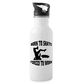 Skateboard Sakten Skateboarding Longboard Skater - Trinkflasche mit integriertem Trinkhalm - Weiß - Rechts