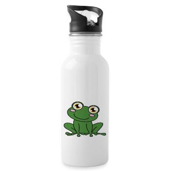 Tu So Als Wäre Ich Ein Frosch - Trinkflasche mit integriertem Trinkhalm - Weiß - Rechts