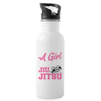 Just A Girl Who Loves Jiu Jitsu BJJ Brazilian JiuJ - Water bottle with straw - white - Right