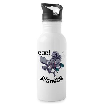 cool planet t-shirt gift man woman humor - Water bottle with straw - white - Right