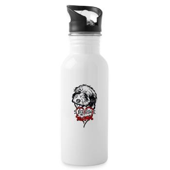 Sheepie Mama - Hundebesitzerin - Trinkflasche mit integriertem Trinkhalm - Weiß - Rechts