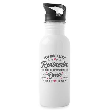 Lustiger Spruch Oma Ruhestand Rentnerin Geschenk - Trinkflasche mit integriertem Trinkhalm - Weiß - Rechts