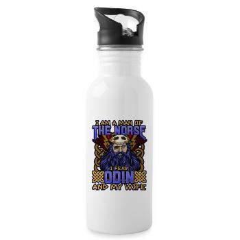 Norse Viking Mythology Design for Viking Warriors - Trinkflasche mit integriertem Trinkhalm - Weiß - Rechts