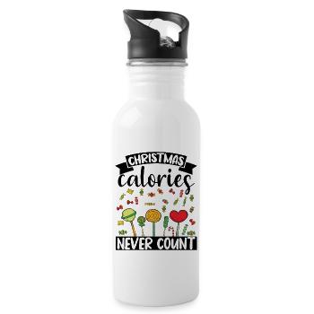 Christmas calories never count - Water bottle with straw - white - Right