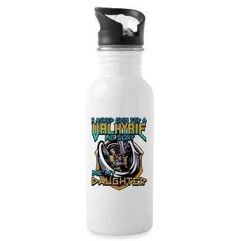 Norse Viking Mythology Design for Viking Warriors - Trinkflasche mit integriertem Trinkhalm - Weiß - Rechts