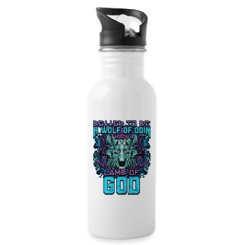Norse Viking Mythology Design for Viking Warriors - Trinkflasche mit integriertem Trinkhalm - Weiß - Rechts