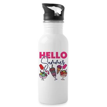 Ice Cream Cone Popsicle Hello - Trinkflasche mit integriertem Trinkhalm - Weiß - Rechts