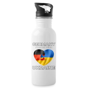 L’Allemagne soutient l’Ukraine - Gourde avec paille intégrée - blanc - Droite