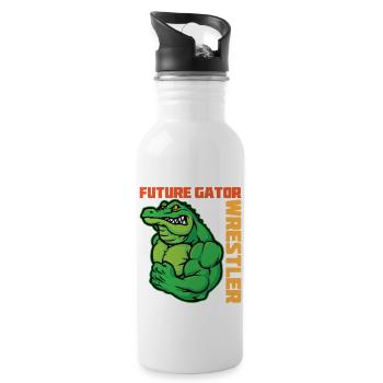 Crocodile Alligator Wrestling Reptile Cadeau - Gourde avec paille intégrée - blanc - Droite