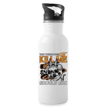 Norse Viking Mythology Design for Viking Warriors - Trinkflasche mit integriertem Trinkhalm - Weiß - Rechts