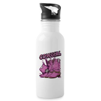 Stiefel Mädchen Western - Trinkflasche mit integriertem Trinkhalm - Weiß - Rechts