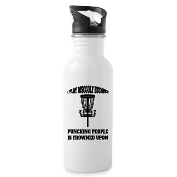 Discgolf lustige Spruch Discgolfer Discgolfspieler - Trinkflasche mit integriertem Trinkhalm - Weiß - Rechts
