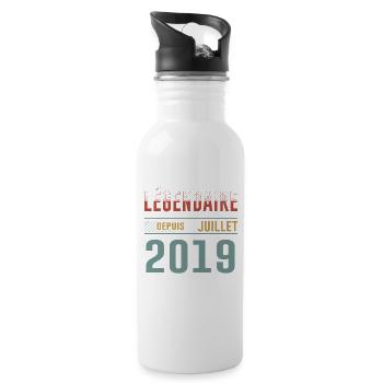 Juillet 2019 Anniversaire Idée Cadeau Vintage - Gourde avec paille intégrée - blanc - Droite