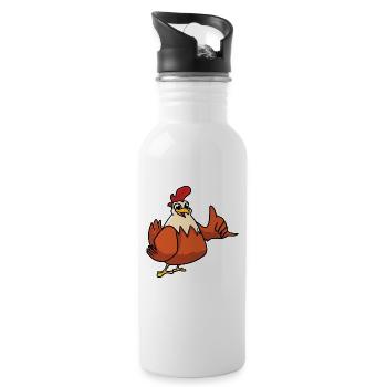 Chickens Before Dates - Water bottle with straw - white - Right