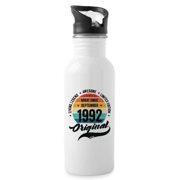 Rétro 30 ans Septembre 1992 Anniversaire Vintage - Gourde avec paille intégrée - blanc - Droite