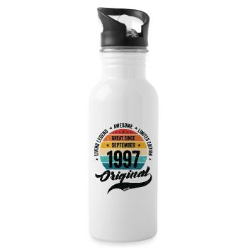 Retro 25 Years September 1997 Birthday Vintage - Water bottle with straw - white - Right