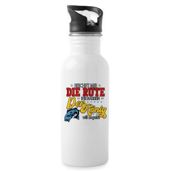 Reicht Mir Die Rute Ihr Narren Der König Angeln - Trinkflasche mit integriertem Trinkhalm - Weiß - Rechts