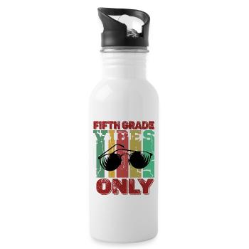 Fifth Grade Vibes 5th Grade Retro Back To School - Water bottle with straw - white - Right