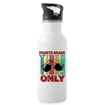 Fourth Grade Vibes 4th Grade Retro Back To School - Water bottle with straw - white - Right