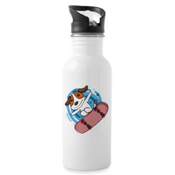 Dog Belgian Shepherd as a skater - Water bottle with straw - white - Right