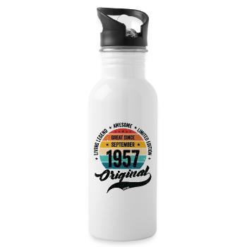 Rétro 65 ans Septembre 1957 anniversaire Vintage - Gourde avec paille intégrée - blanc - Droite