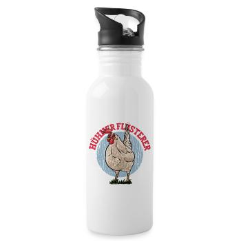 Huhn Hühner Flüsterer - Trinkflasche mit integriertem Trinkhalm - Weiß - Rechts