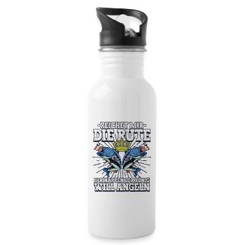 Reicht Mir Die Rute Ihr Narren Der König Angeln - Trinkflasche mit integriertem Trinkhalm - Weiß - Rechts