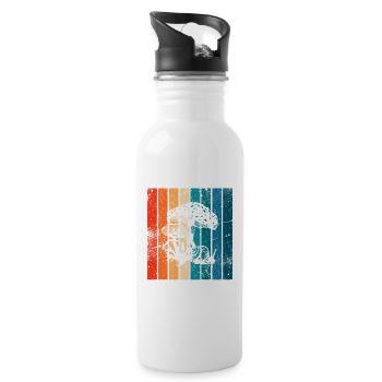 Mushroom Fungal Lover Retro Fungi Forest Gift idea - Trinkflasche mit integriertem Trinkhalm - Weiß - Rechts