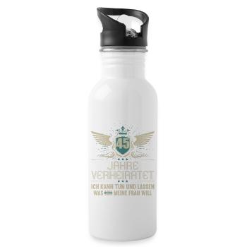 45 Jahre verheiratet kann tun 45.Hochzeitstag - Trinkflasche mit integriertem Trinkhalm - Weiß - Rechts