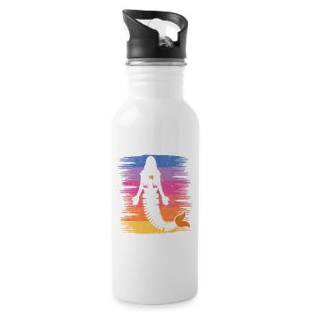 Mermaid Skeleton Halloween Funny Spooky - Water bottle with straw - white - Right