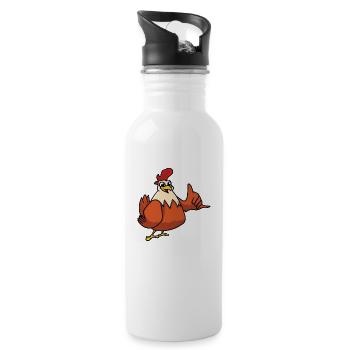 Désolé à tard j’ai vu un poulet - Gourde avec paille intégrée - blanc - Droite
