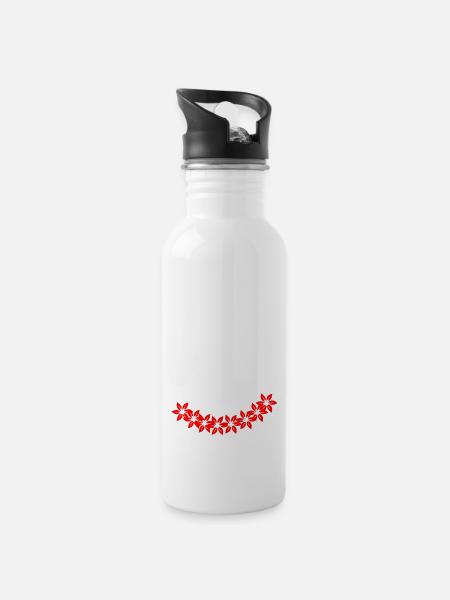 Schweizer Hirsch - Trinkflasche mit integriertem Trinkhalm - Weiß