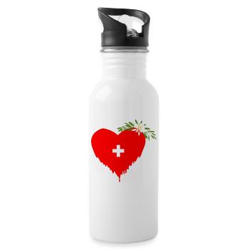 Cœur Suisse - Gourde avec paille intégrée - blanc - Droite